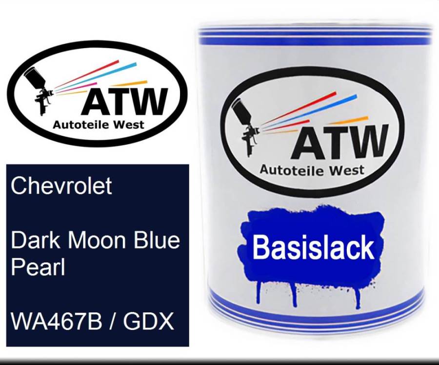 Chevrolet, Dark Moon Blue Pearl, WA467B / GDX: 1L Lackdose, von ATW Autoteile West.